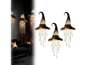 3 pièces décoration halloween suspendue, chapeau de sorcière lumineux led pour porche, entrée, fenêtre, terrasse et jardin