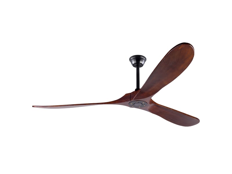  Ventilateur de plafond 183 cm noir et noyer foncé en métal et bois, sans éclairage avec télécommande  - Conforama A