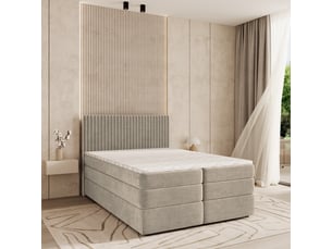 Lit avec rangement 140x200 cm <strong>MASSENO</strong>  <strong></strong> coloris beige