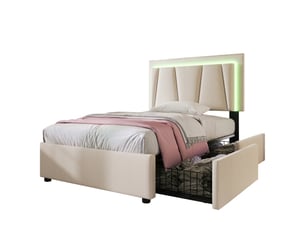 Lit simple 90x200 cm BEAOK   coloris beige