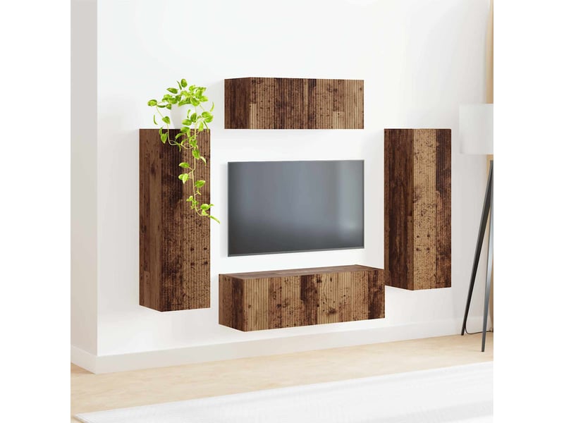  Ensemble meuble tv - banc tv - meuble de rangement 3 pcs bois ancien bois d'ingénierie  - Conforama D