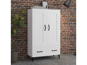 Buffet haut - bahut - meuble de rangement blanc 70x31x115 cm bois d'ingénierie