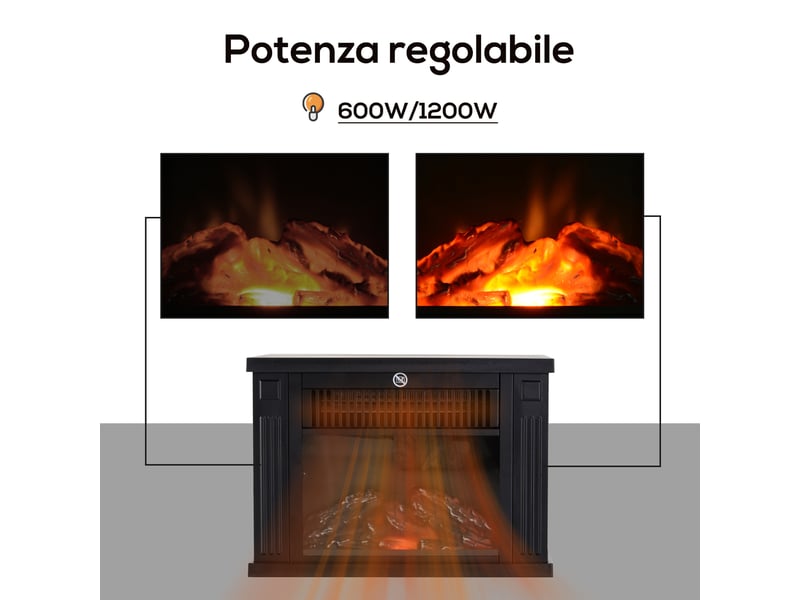  Cheminée électrique à poser avec effet flamme, 6001200 w, 10 à 15 m², noire  - Conforama W
