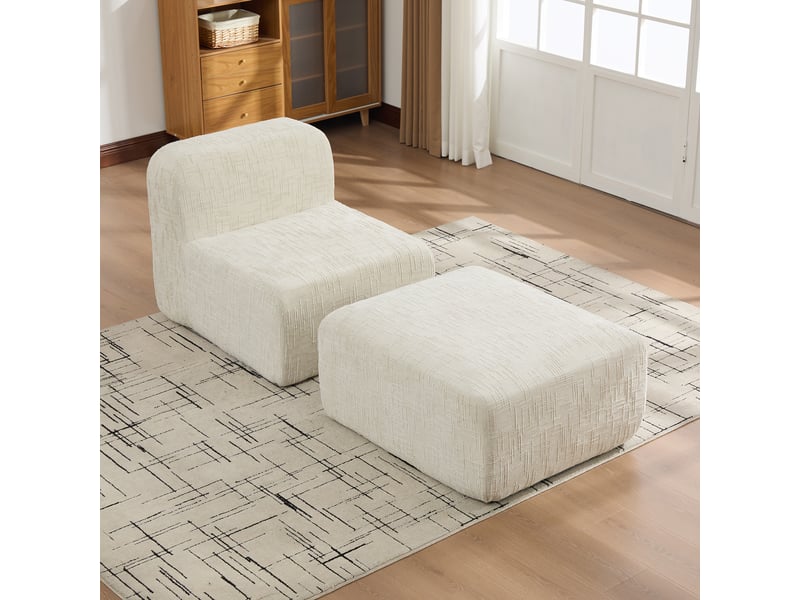 Canapé modulable, canapé de salon, beige, mousse haute résilience 30d, base antidérapante, format compressé, facile à déplacer - Conforama R