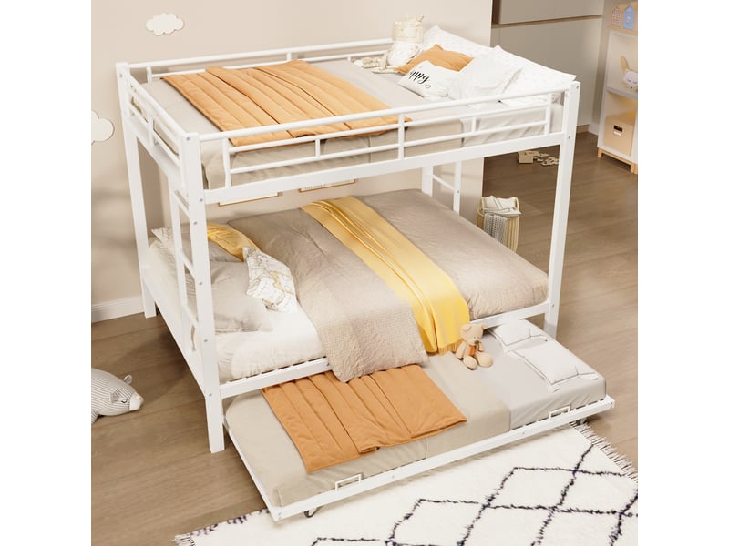  Lit superposé 140x200cm coloris blanc métal lit enfant blanc - Conforama E