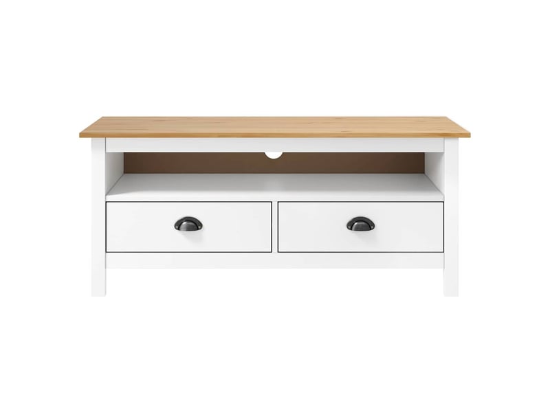  Meuble tv - banc tv - meuble de rangement hill range blanc 110x40x47 cm bois de pin solide  - Conforama A