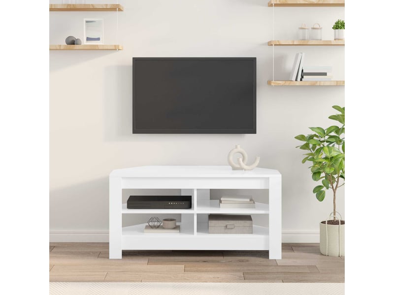  Meuble tv d'angle moderne 102x41x50 cm blanc bois d'ingénierie  - Conforama D