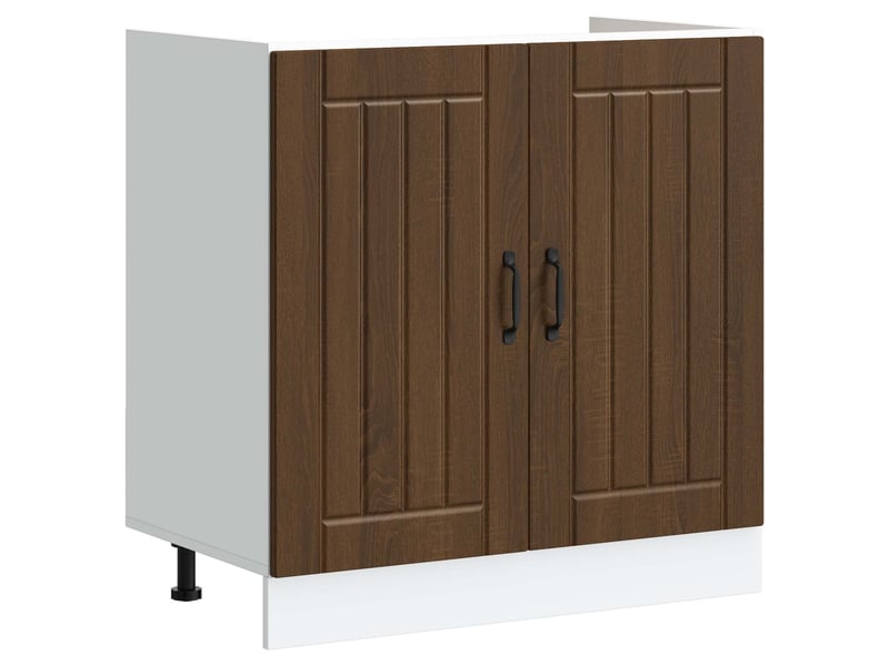  Meuble sous évier 2 pcs chêne brun bois d'ingénierie  - Conforama D