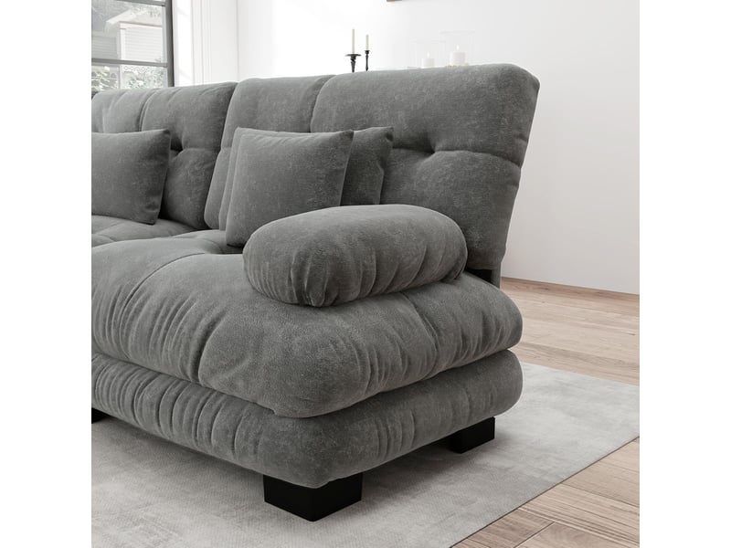  Canapé modulable en u 4 places en tissu chenille gris W3325S00067 - Conforama D