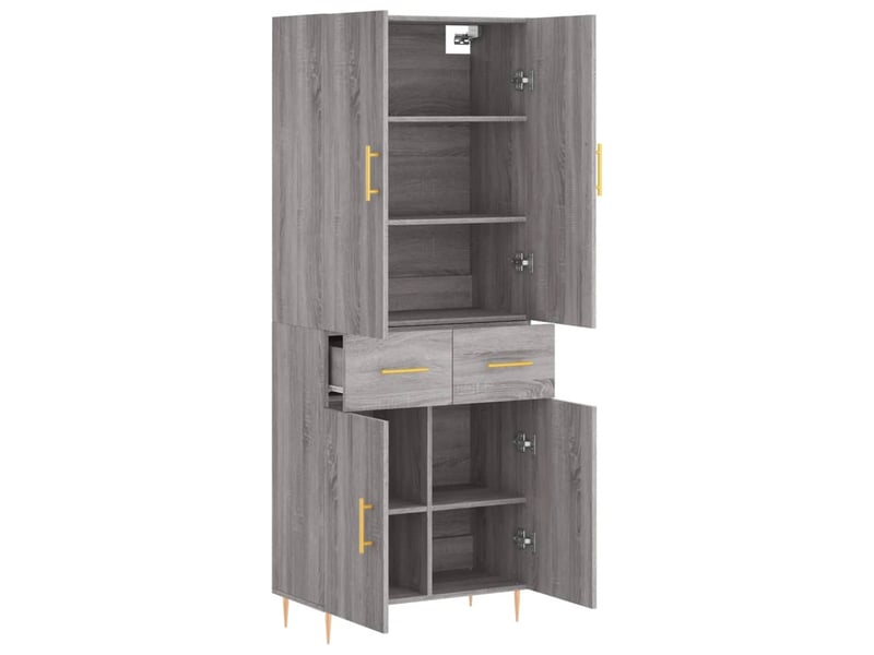  Buffet haut - bahut - meuble de rangement sonoma gris 69,5x34x180 cm bois d'ingénierie  - Conforama D