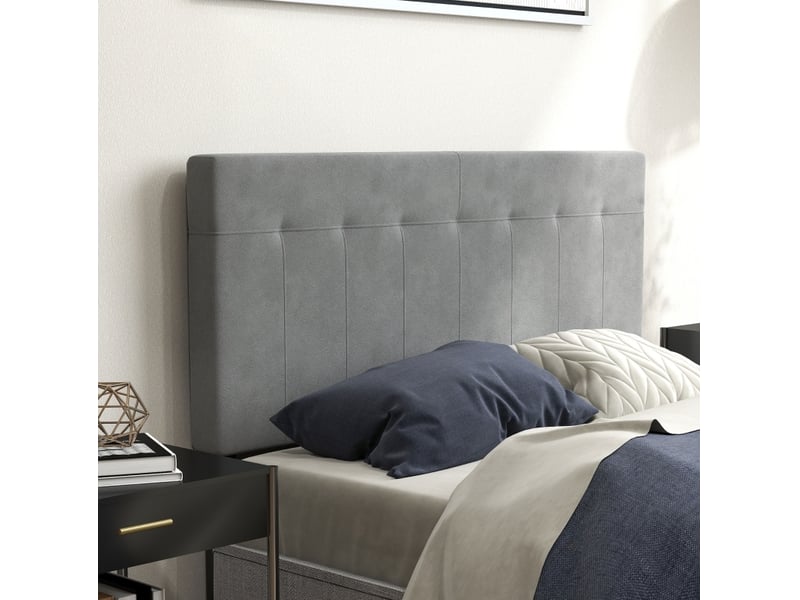  Tête de lit réglable 3 hauteurs 140x10x126 cm métal gris  - Conforama B