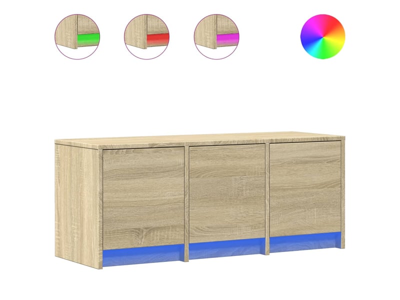  Meuble tv - banc tv - meuble de rangement avec led chêne sonoma 97x34x40 cm bois d'ingénierie  - Conforama A