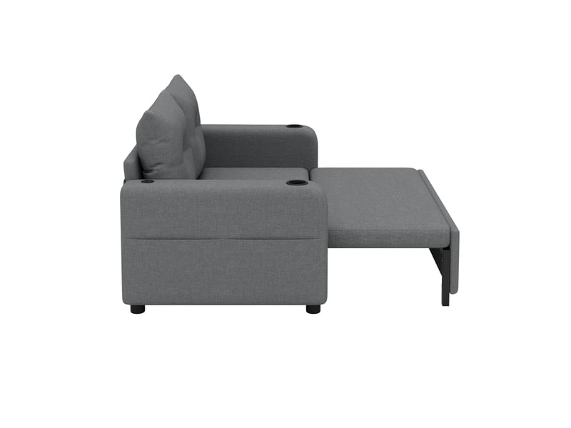  Canapé-lit 3-en-1, gris, convertible avec porte-gobelet, poches latérales, coussins et port usb  - Conforama D