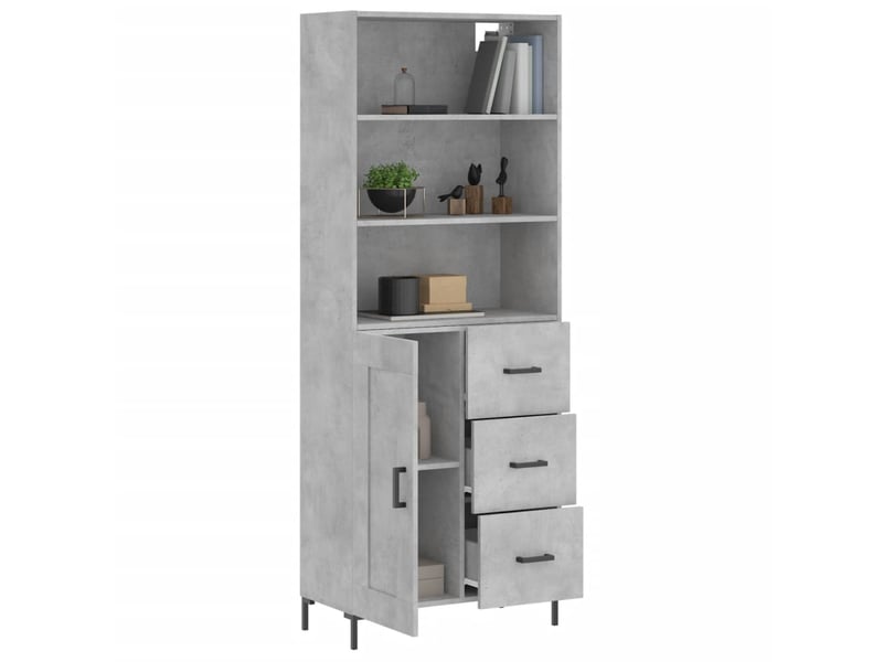 Buffet haut - bahut - meuble de rangement gris béton 69,5x34x180 cm bois d'ingénierie - Conforama C