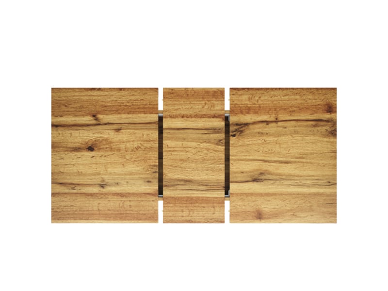 Table de salle à manger extensible 120–160 x 80 cm, plateau mdf imitation noyer et marbre, pieds étoile en métal noir, allonge centrale, style moderne, 8 couverts. 100 - Conforama E