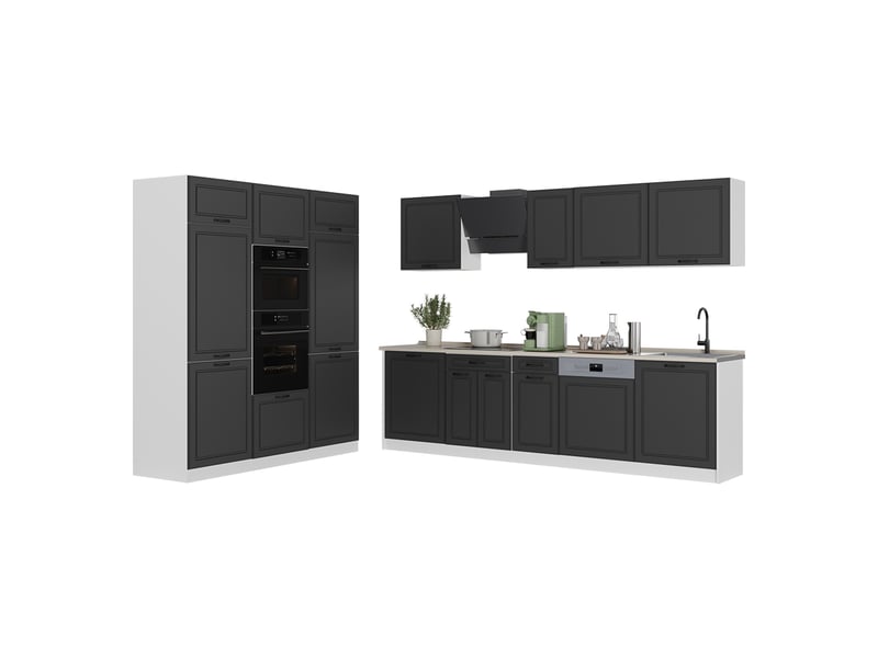 Vicco cuisine, anthracite campagneblanc, 180cm sans plan de travail - Conforama E