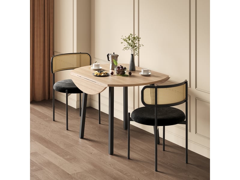  Table ronde ø100 cm en chêne avec pieds métal, pour 2 à 4 personnes, design moderne  - Conforama D
