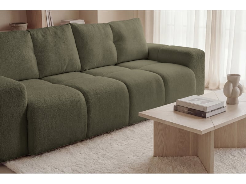  Constance - canapé droit convertible tissu chenille 3 places vert  - Conforama E