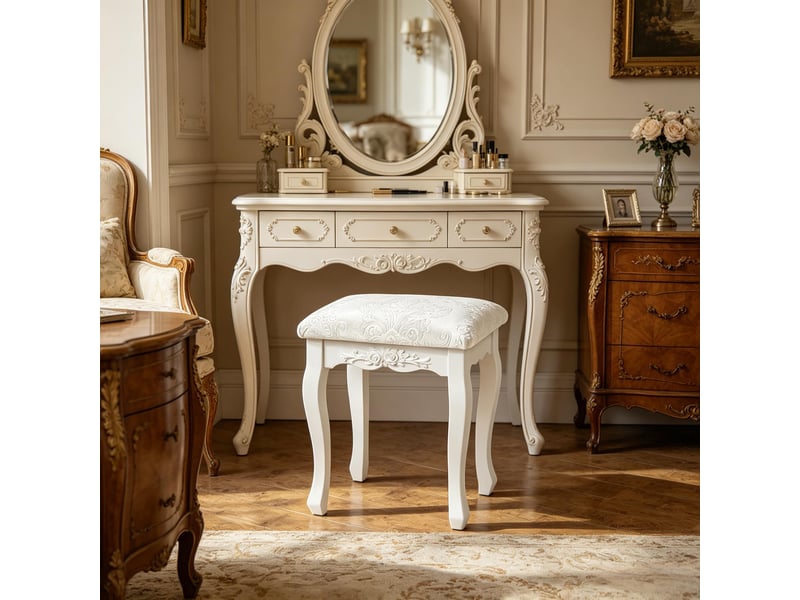  Tabouret de piano vintage rembourré élégant pour coiffeuse et chambre 1 pièce  - Conforama D