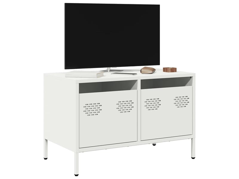  Meuble tv - banc tv - meuble de rangement blanc 68x39x43,5 cm acier laminé à froid  - Conforama B