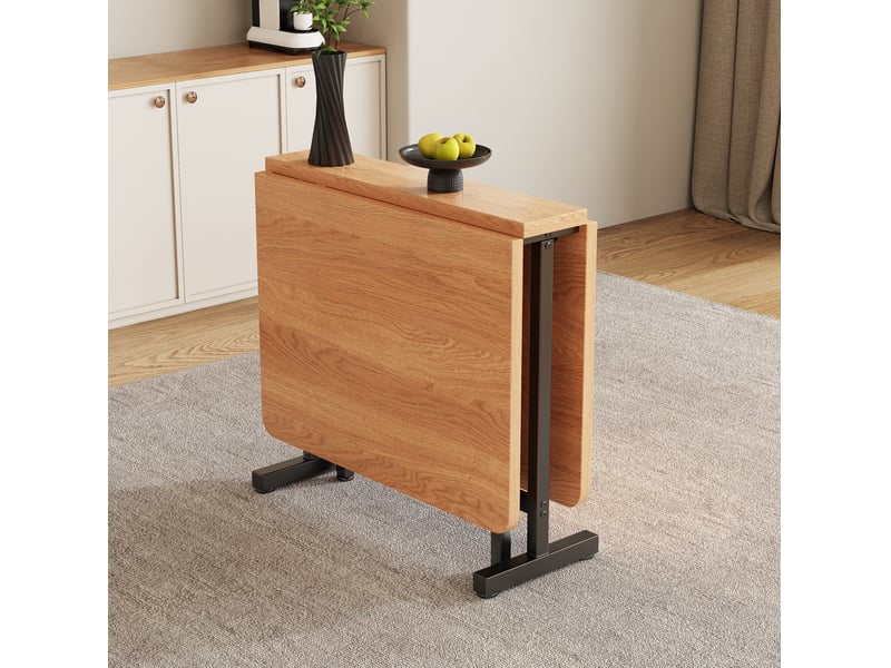 Table extensible 120x80x75 cm, plateau pliable gain de place, panneau mdf, finition chêne blanc américain - Conforama D