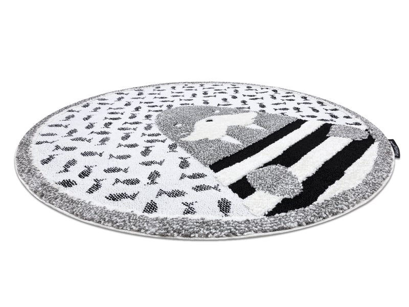  Tapis enfant moderne joy cercle walrus, morse pour enfants - structurel deux niveaux de polaire gris   crème cercle 140 cm  - Conforama C