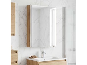 Armoire miroir salle de bain, meuble de rangement chêne artisan shl9826