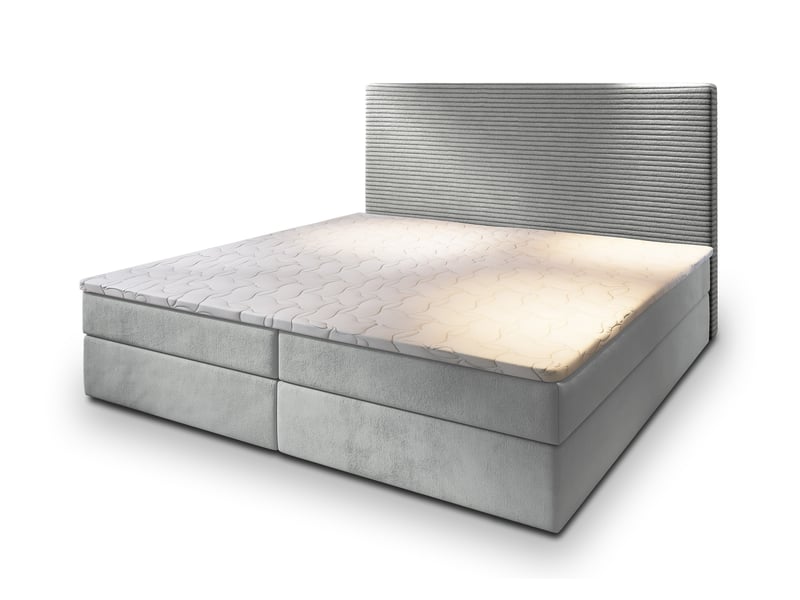  Boxspring giarro 200x200 cm, lit complet avec matelas, gris  - Conforama A