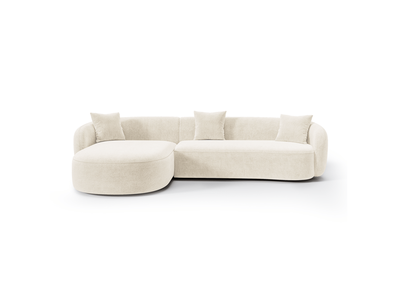 Canapé d'angle gauche 4 places en velours texturé crème celine 1CELAGVTCR - Conforama C
