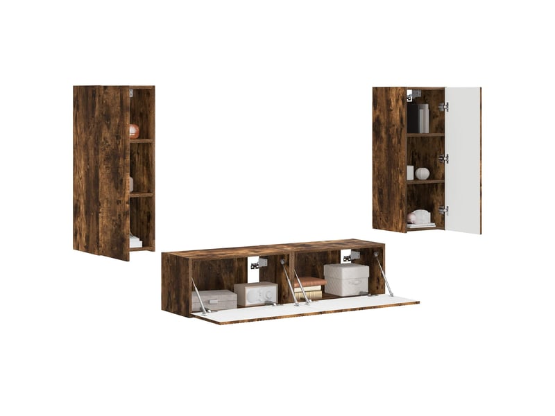  Ensemble meuble tv - banc tv - meuble de rangement 2 pcs chêne fumé bois d'ingénierie  - Conforama C