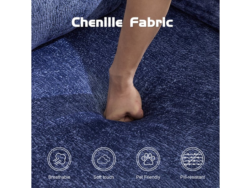  Canapé d'angle, canapé convertible, bleu foncé, pour salon, chambre, pour intérieur, en tissu chenille  - Conforama D