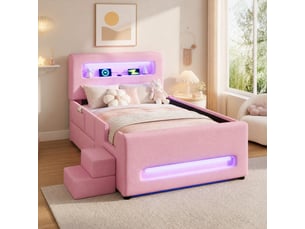 Lit simple 90x200 cm HAVRYA coloris rose