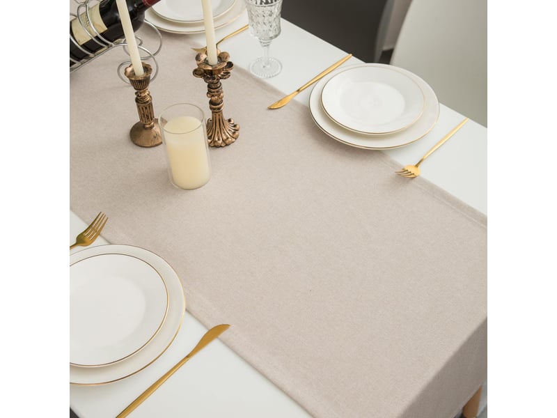 Chemin de table élégant - 40x180 cm - effet lin déperlant et imperméable - beige  - Conforama D