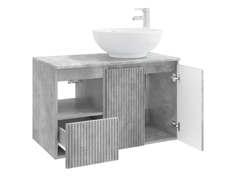  Ensemble de mobilier de salle de bain 2 pc gris béton cf64155  - Conforama D