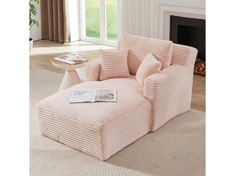  Méridienne en velours côtelé rose fauteuil de relaxation 1 place sans montage  - Conforama C