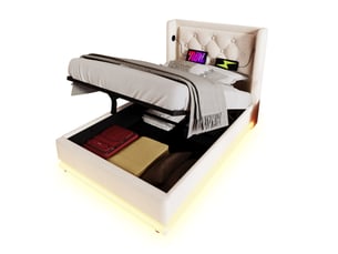 Lit coffre 90x200 cm VIVRYN coloris beige