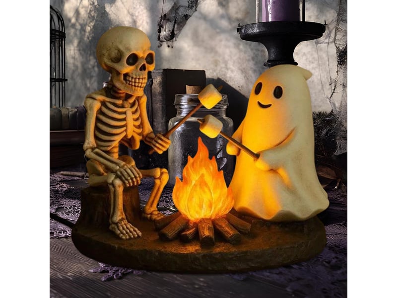  Lampe halloween squelette fantôme, lumière décorative ambiance feu de camp, décoration maison  - Conforama C