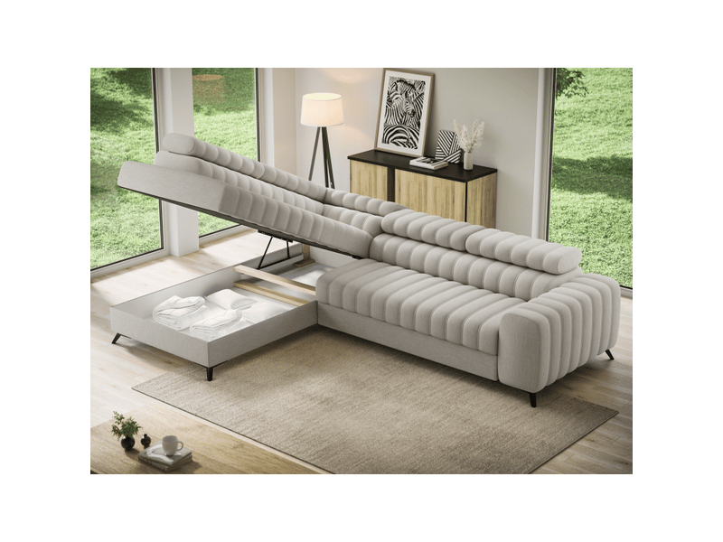  Canapé d'angle collection kanedojo coloris beige  - Conforama D