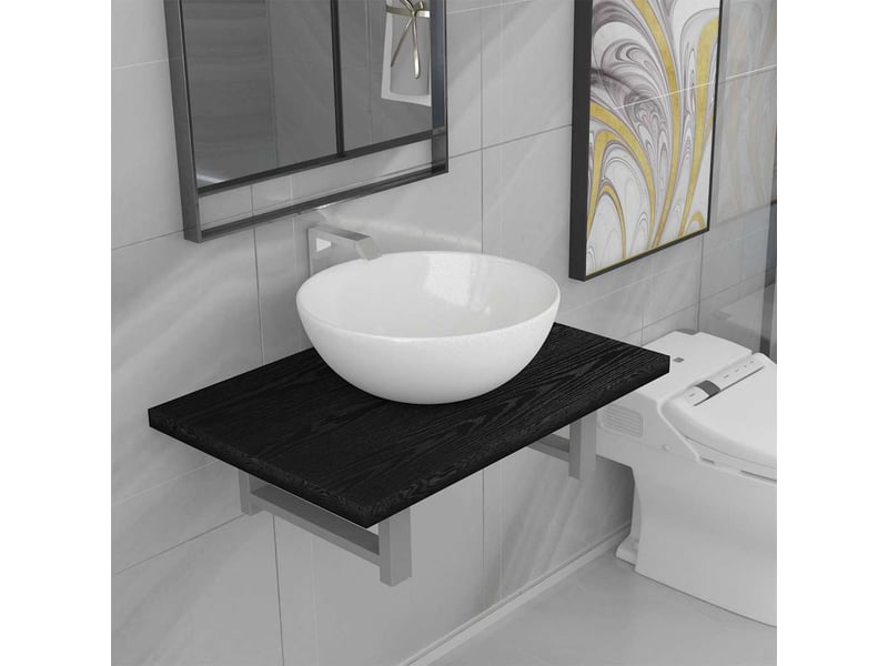  Meuble de salle de bain, armoire salle de bain en deux pièces céramique noir cf65446  - Conforama B