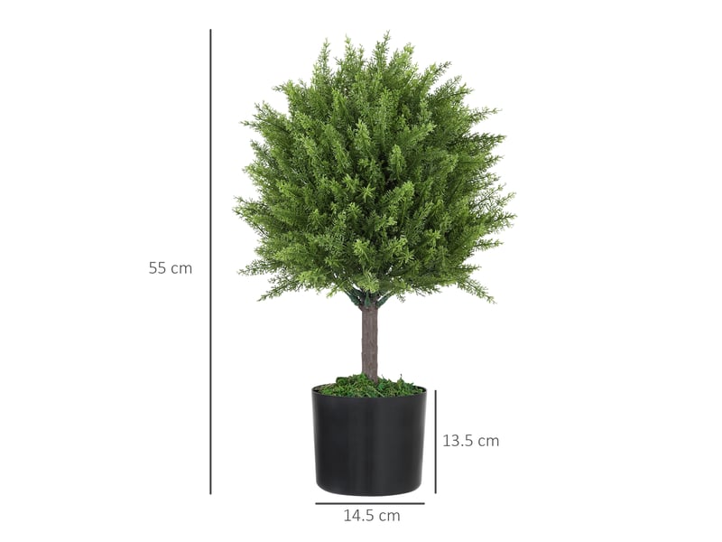  Faux cèdre avec pot inclus, pour une utilisation intérieure et extérieure, hauteur 55 cm, vert  - Conforama E