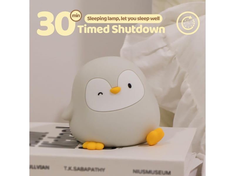  Veilleuse pingouin en silicone pour enfants, rechargeable, 50 h d’autonomie, commande tactile, minuterie  - Conforama D