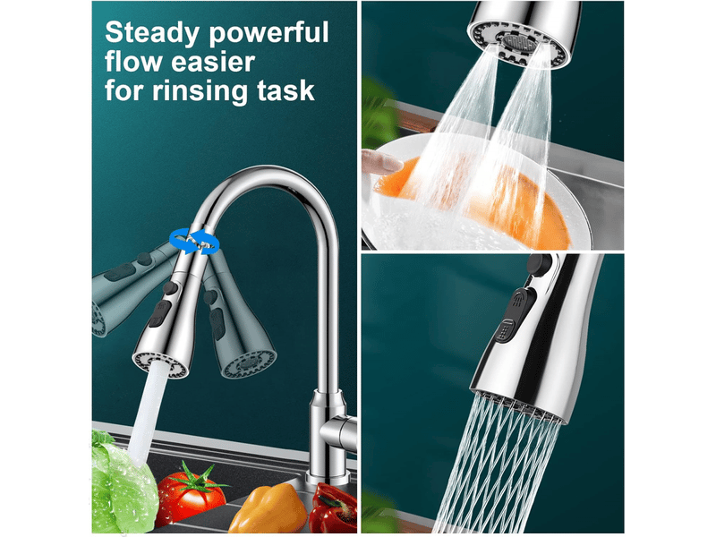  Douchette cuisine 3 modes, embout de robinet 360° rotatif, aérateur et filtre, économie d'eau et flexibilité d'usage  - Conforama E