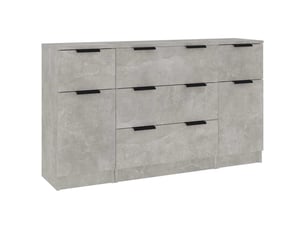 Ensemble de buffets 3 pcs - bahut - meuble de rangement gris béton bois d'ingénierie
