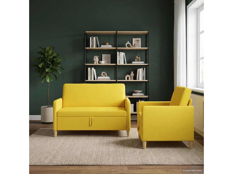 Canapé de salon, canapé avec rangement 2 pcs jaune clair polyester shl84405 - Conforama B