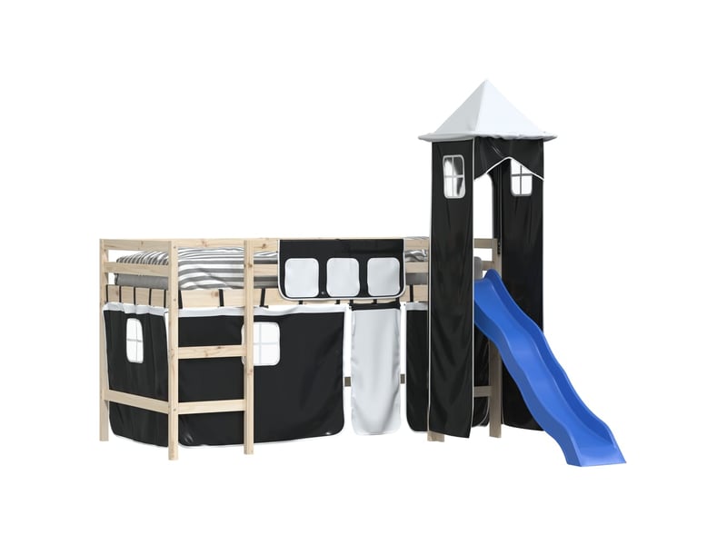  Rideaux pour lit mezzanine avec tour blanc et noir polyester cf44928  - Conforama D