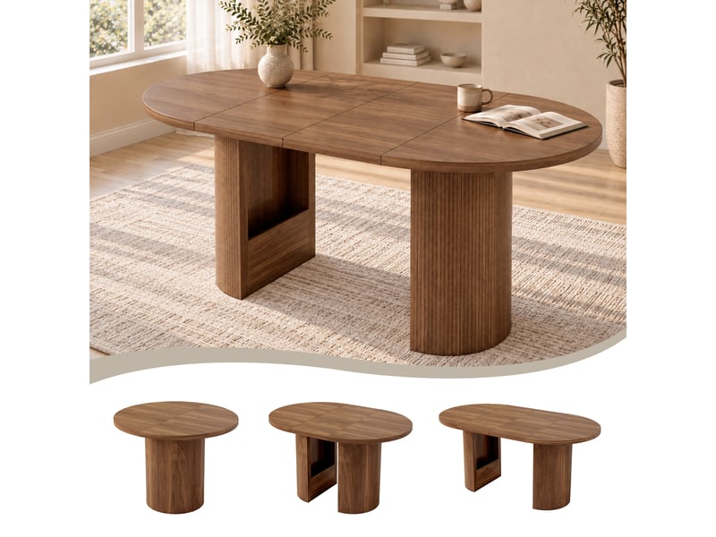  Table à manger extensible 90125160 x 90 cm, 4-8 personnes, noyer, mdf  - Conforama B