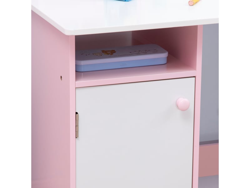  Ensemble table et chaise pour enfant avec tableau blanc - 90l x 45l x 85h cm rose - bureau pour enfant +5 ans  - Conforama W