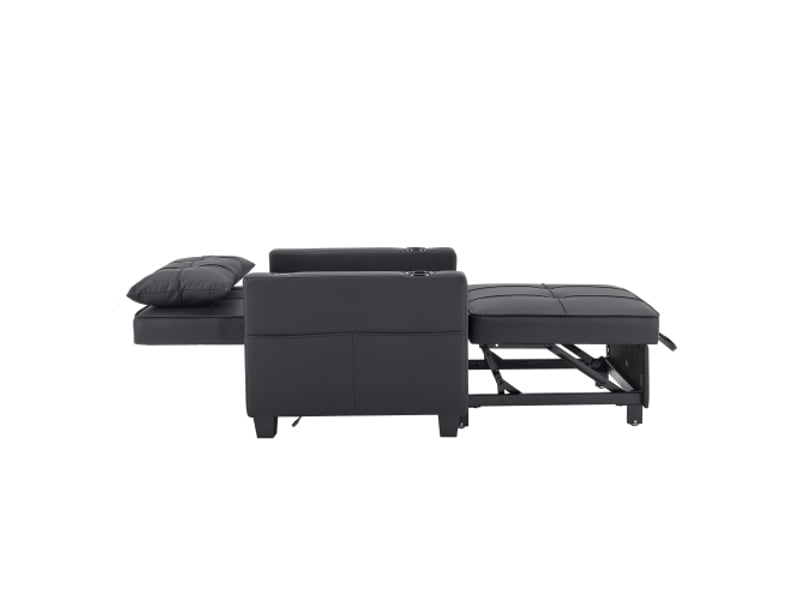  Canapé-lit extensible 3-en-1 - noir - porte-gobelets - connexion usb - gain de place noir - Conforama A