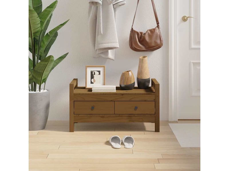  Banc d'entrée, banc interieur marron miel 80x40x43 cm bois de pin massif  - Conforama B