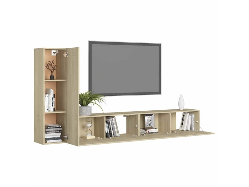  Ensemble de meubles tv 3 pcs chêne sonoma bois d'ingénierie shl30452  - Conforama C